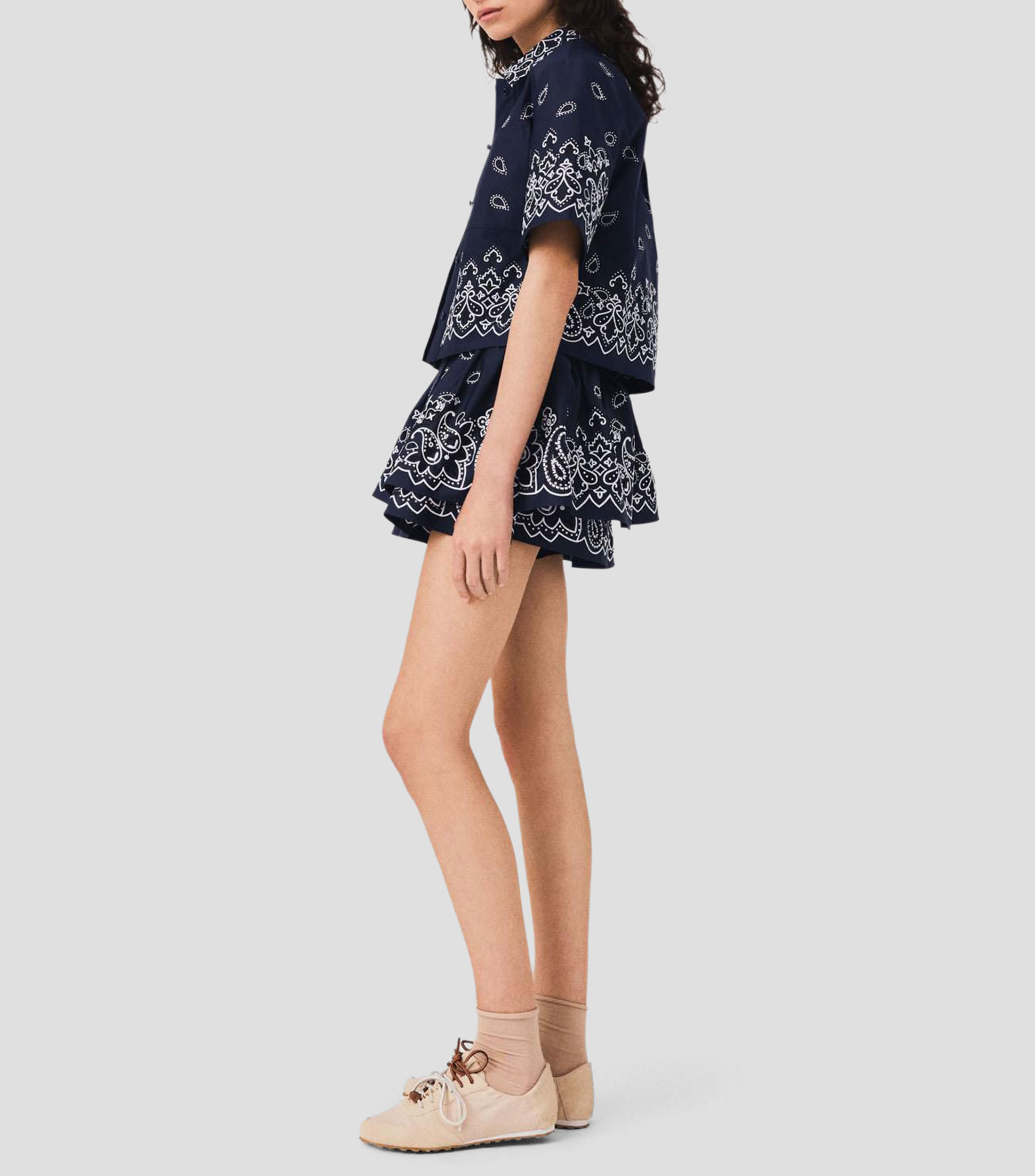 Falda corta de corte regular con diseño estampado Mujer